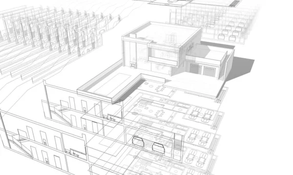 Mimari sanat konseptinde soyut çizgiler, minimum geometrik şekiller. 