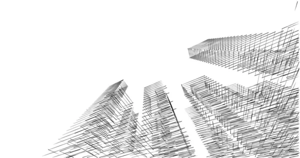 Arkaplanda mimari bina 3d illüstrasyon