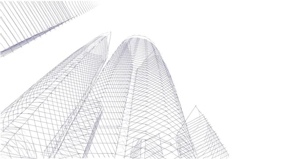 Arkaplanda mimari bina 3d illüstrasyon