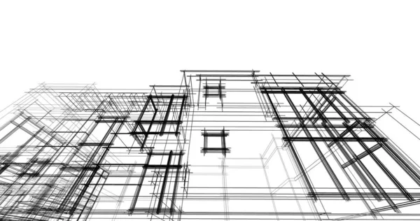 3d mimari duvar kağıdı tasarımı, dijital bina çizimi 