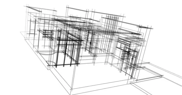 Abstracte Tekenlijnen Architectonisch Kunstconcept Minimale Geometrische Vormen — Stockfoto