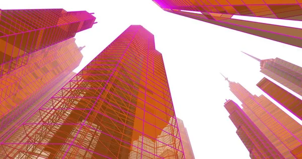 Arkaplanda mimari bina 3d illüstrasyon