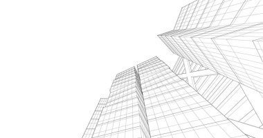 Arkaplanda mimari bina 3d illüstrasyon