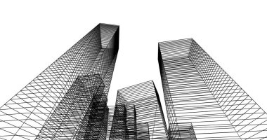 Arkaplanda mimari bina 3d illüstrasyon