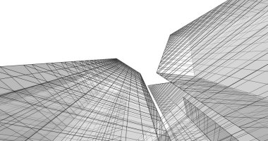 Arkaplanda mimari bina 3d illüstrasyon