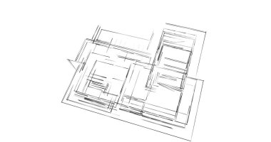 Mimari sanat konseptinde soyut çizgiler, minimum geometrik şekiller. 