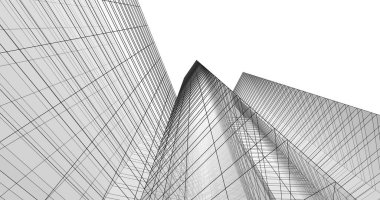 Arkaplanda mimari bina 3d illüstrasyon