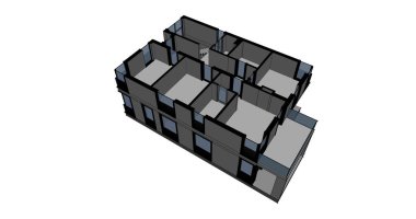 Arkaplanda mimari bina 3d illüstrasyon