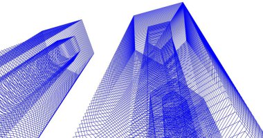 3d mimari duvar kağıdı tasarımı, dijital bina çizimi 