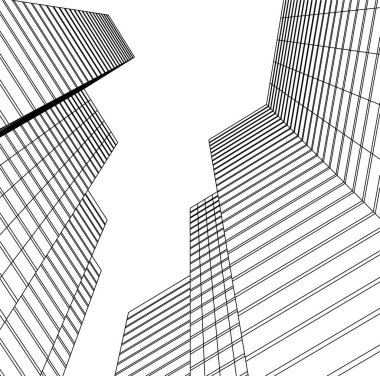 Mimari sanat konseptinde soyut çizgiler, minimum geometrik şekiller. 