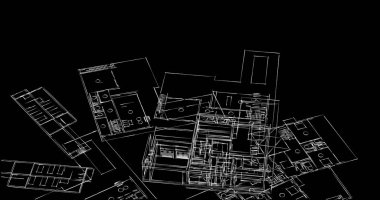 Mimari sanat konseptinde soyut çizgiler, minimum geometrik şekiller. 