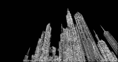 Mimari sanat konseptinde soyut çizgiler, minimum geometrik şekiller. 