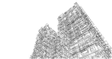 Mimari sanat konseptinde soyut çizgiler, minimum geometrik şekiller. 