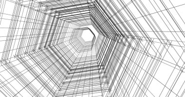 Arkaplanda mimari bina 3d illüstrasyon