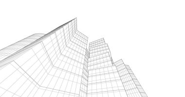 Arkaplanda mimari bina 3d illüstrasyon