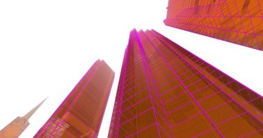 Arkaplanda mimari bina 3d illüstrasyon