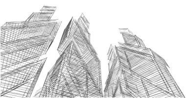 Mimari sanat konseptinde soyut çizgiler, minimum geometrik şekiller. 