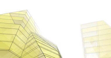 Mimari sanat konseptinde soyut çizgiler, minimum geometrik şekiller. 