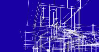 Arkaplanda mimari bina 3d illüstrasyon