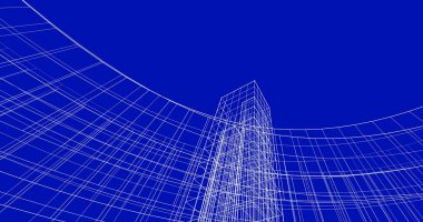 Arkaplanda mimari bina 3d illüstrasyon