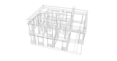 Arkaplanda mimari bina 3d illüstrasyon