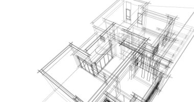 Mimari sanat konseptinde soyut çizgiler, minimum geometrik şekiller. 