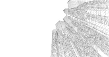 Arkaplanda mimari bina 3d illüstrasyon