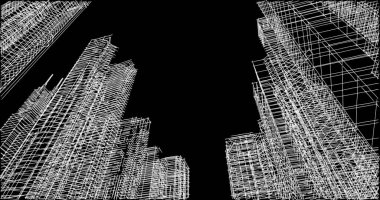 Mimari sanat konseptinde soyut çizgiler, minimum geometrik şekiller. 