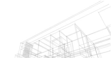 Arkaplanda mimari bina 3d illüstrasyon