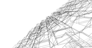 Mimari sanat konseptinde soyut çizgiler, minimum geometrik şekiller. 