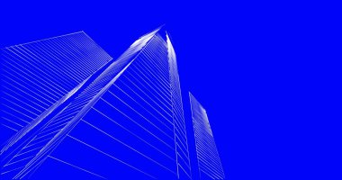 Arkaplanda mimari bina 3d illüstrasyon