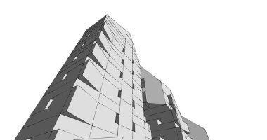 Arkaplanda mimari bina 3d illüstrasyon,