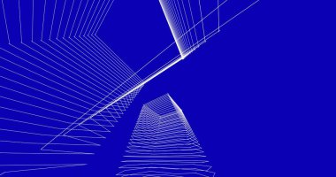 Mimari sanat konseptinde soyut çizgiler, minimum geometrik şekiller. 