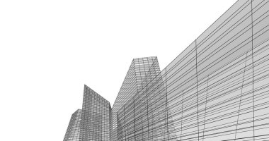 Arkaplanda mimari bina 3d illüstrasyon