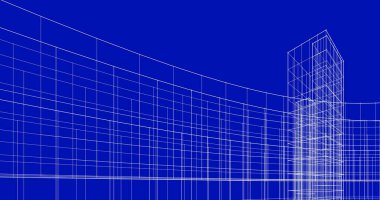 Arkaplanda mimari bina 3d illüstrasyon