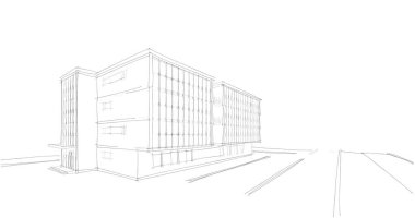 Mimari sanat konseptinde soyut çizgiler, minimum geometrik şekiller. 