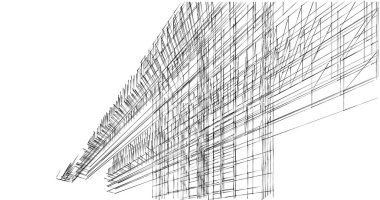 Mimari sanat konseptinde soyut çizgiler, minimum geometrik şekiller. 