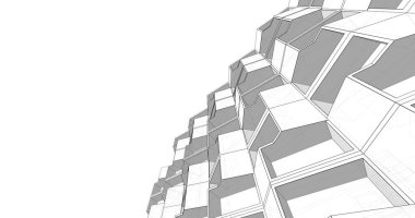 Mimari sanat konseptinde soyut çizgiler, minimum geometrik şekiller. 