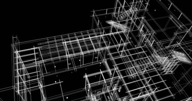 Arkaplanda mimari bina 3d illüstrasyon