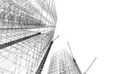 Mimari sanat konseptinde soyut çizgiler, minimum geometrik şekiller. 