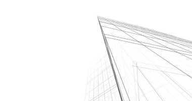 Arkaplanda mimari bina 3d illüstrasyon