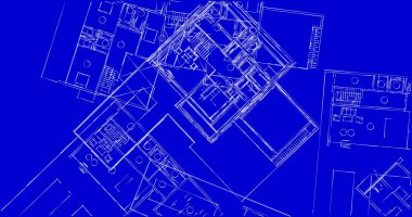 Mimari sanat konseptinde soyut çizgiler, minimum geometrik şekiller. 