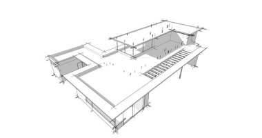 Mimari sanat konseptinde soyut çizgiler, minimum geometrik şekiller. 