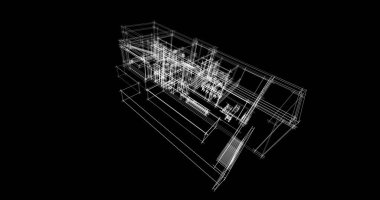 Arkaplanda mimari bina 3d illüstrasyon