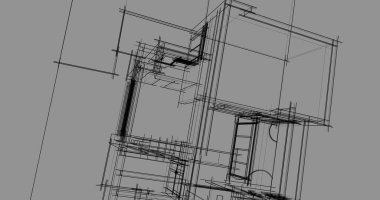 Mimari sanat konseptinde soyut çizgiler, minimum geometrik şekiller. 