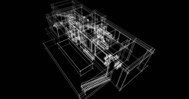 Arkaplanda mimari bina 3d illüstrasyon