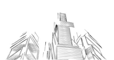 eskiz sanatı, geometrik mimari binalar tasarımı