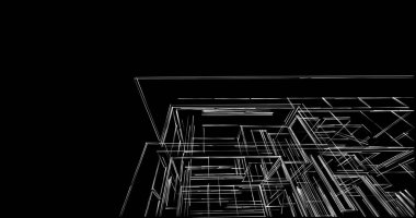 Arkaplanda mimari bina 3d illüstrasyon