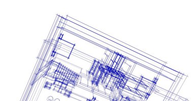 Mimari sanat konseptinde soyut çizgiler, minimum geometrik şekiller. 