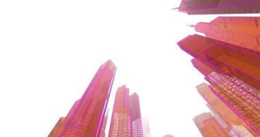 Arkaplanda mimari bina 3d illüstrasyon